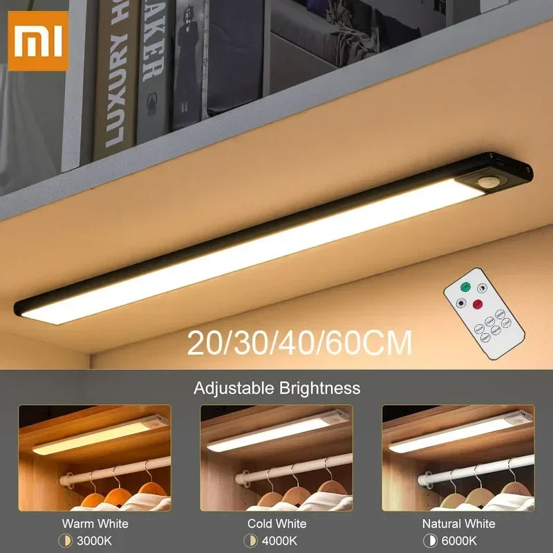 XiaomiWirelessLEDNightLightSensorMovementUSBRechargeableStripForBedroomKitchenCabinetLampRemoteControlLighting